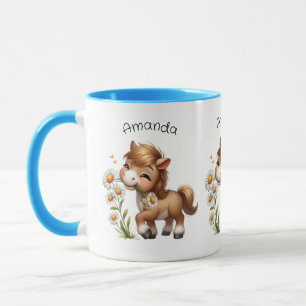 Caneca Cute Pony Eating Daisies