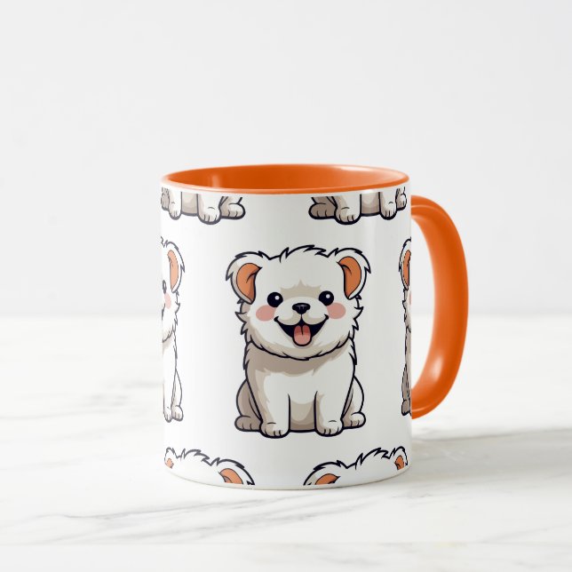 Caneca Cute Puppy Mug – Seamless Dog Pattern (Frente Esquerda)