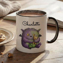 Caneca Cute Purple Green Fluffy Monster Buddy