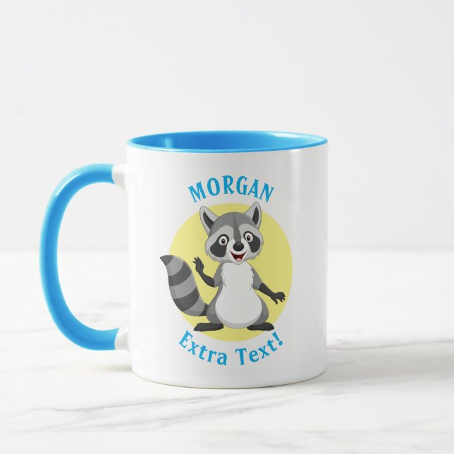 Caneca Cute Raccoon, Personalize o nome e a mensagem (Esquerda)