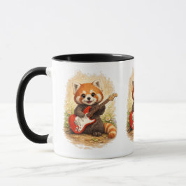 Caneca Cute Red Panda Guitar Mug – Music Lover Gift