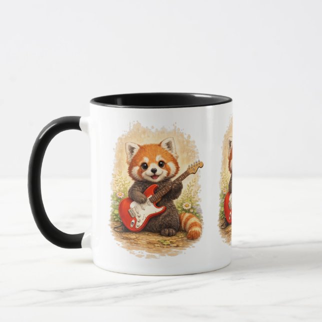 Caneca Cute Red Panda Guitar Mug – Music Lover Gift (Esquerda)