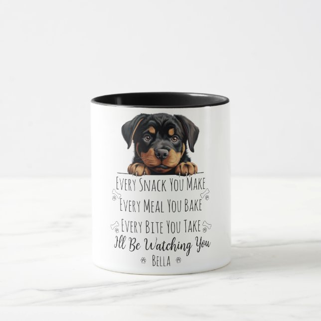 Caneca Cute Rottweiler Cão Engraçado Personalizado (Centro)