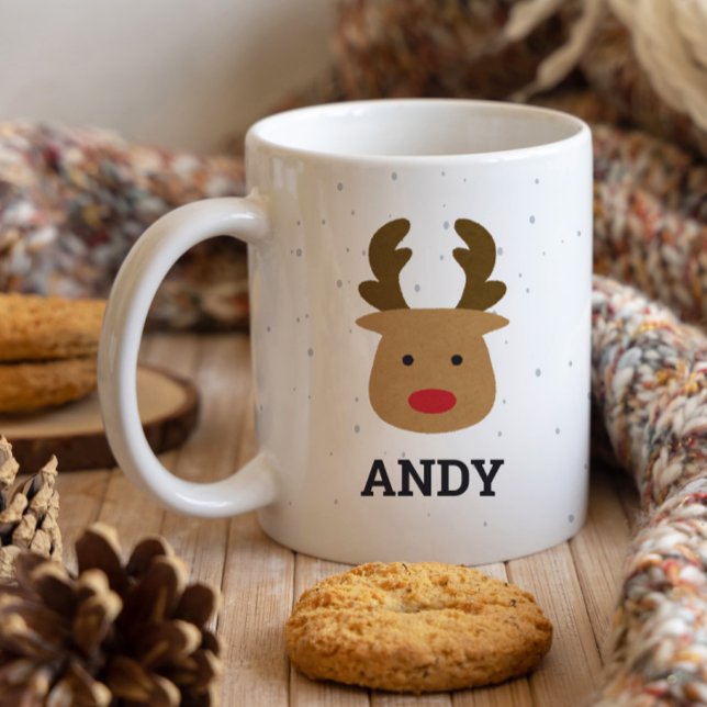 Caneca Cute Rudolph Custom Name Mug (Criador carregado)