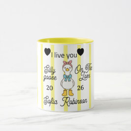 Caneca Cute Silly Goose Pink Stripe Personalized Mug
