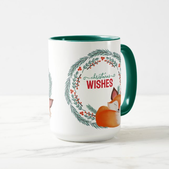 Caneca Cute Sleeping Fox Christmas (Frente Esquerda)