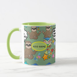 Caneca Cute Sloth Green Patterno Engraçado Faça-O Citar