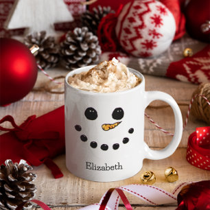 Caneca Cute Snowman Personalized Name Custom Christmas