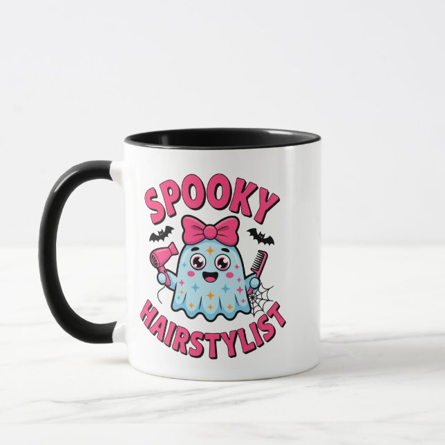 Caneca Cute Spooky Hairstylist Funny Ghost Halloween (Esquerda)
