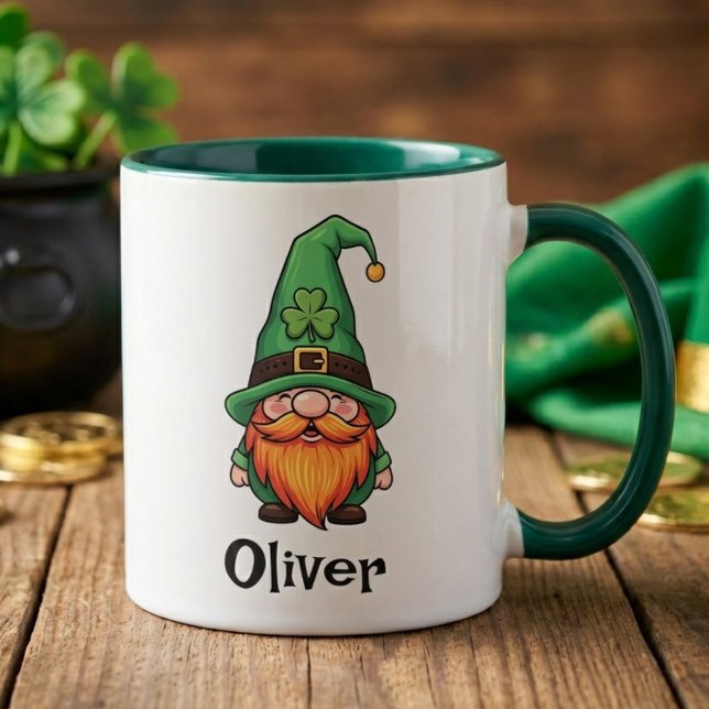Caneca Cute St. Patrick's Day Lucky Leprechaun Gnome  (Criador carregado)