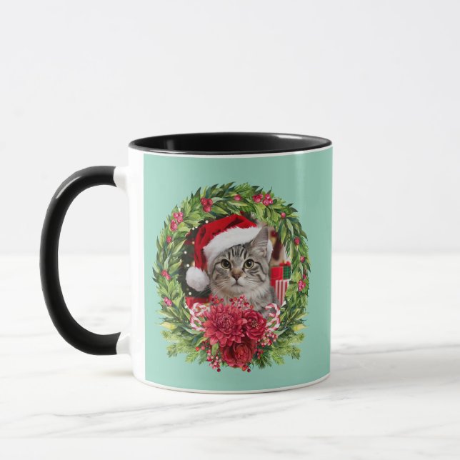 Caneca Cute Tabby Wreath Christmas (Esquerda)