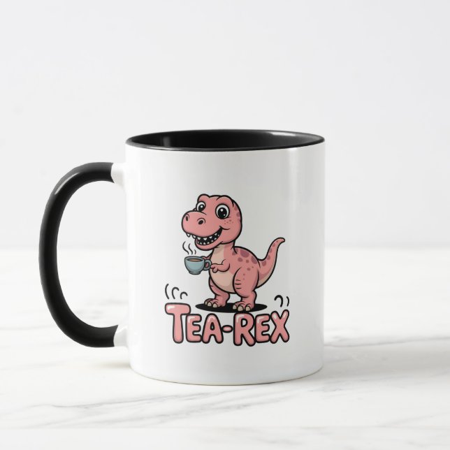 Caneca Cute Tea-Rex Dinossauro Rosa – Beba Feliz! (Esquerda)