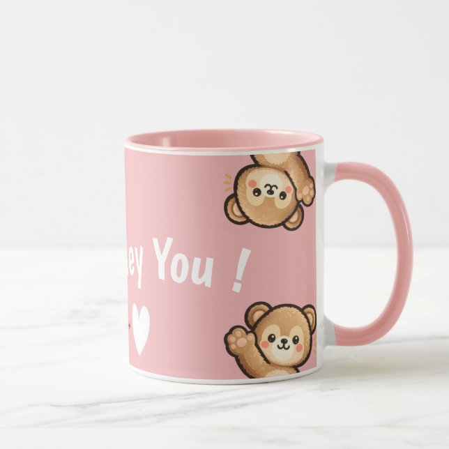 Caneca Cute Teddy Bear Mug with Heart – Kawaii Love Bear  (Direita)