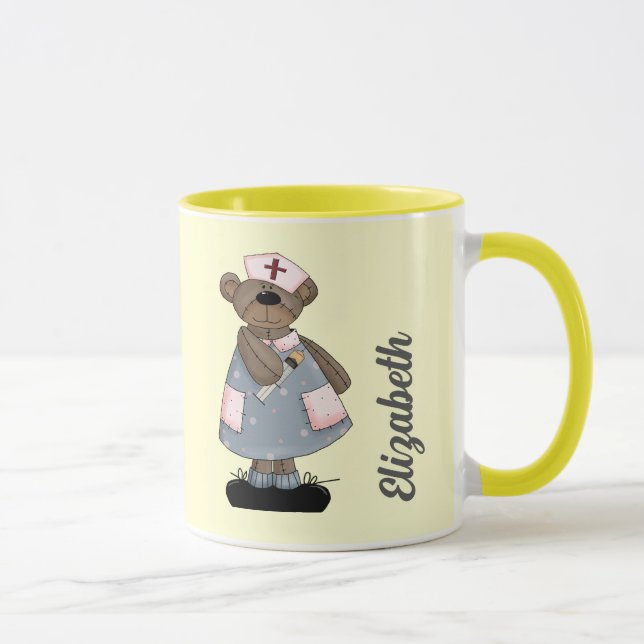 Caneca Cute Teddy Bear Nome Personalizado Gift Mug para E (Direita)