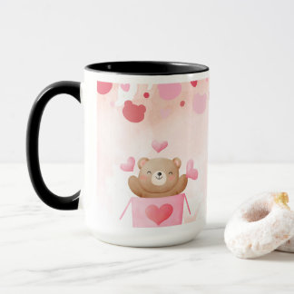 Caneca ​Cute Teddy Bear & Pink Hearts Coffee Mug
