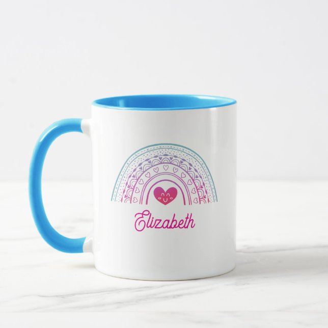 Caneca Cute Valentine Colorful Boho Rainbow (Esquerda)