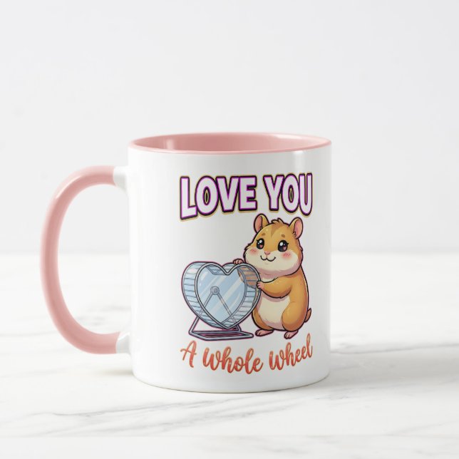 Caneca Cute Valentine Hamster – Love You a Whole Wheel (Esquerda)