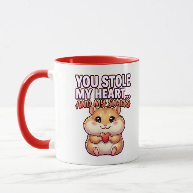 Caneca Cute Valentine Hamster–You Stole My Heart & Snacks (Esquerda)