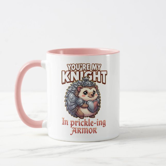 Caneca Cute Valentine Hedgehog – Knight in Prickly Armor (Esquerda)