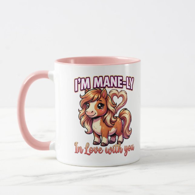 Caneca Cute Valentine Horse – I’m Mane-ly in Love (Esquerda)