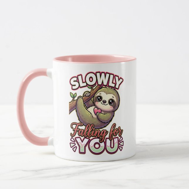 Caneca Cute Valentine Sloth – Slowly Falling for You (Esquerda)