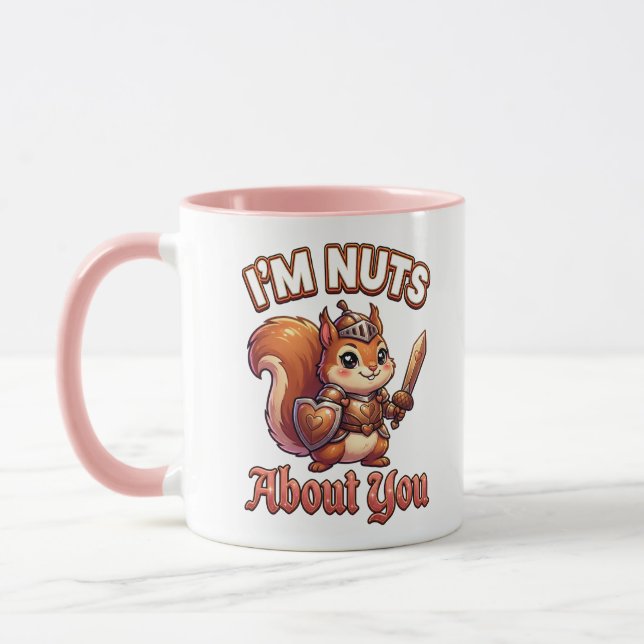 Caneca Cute Valentine Squirrel Knight–I’m Nuts About You (Esquerda)