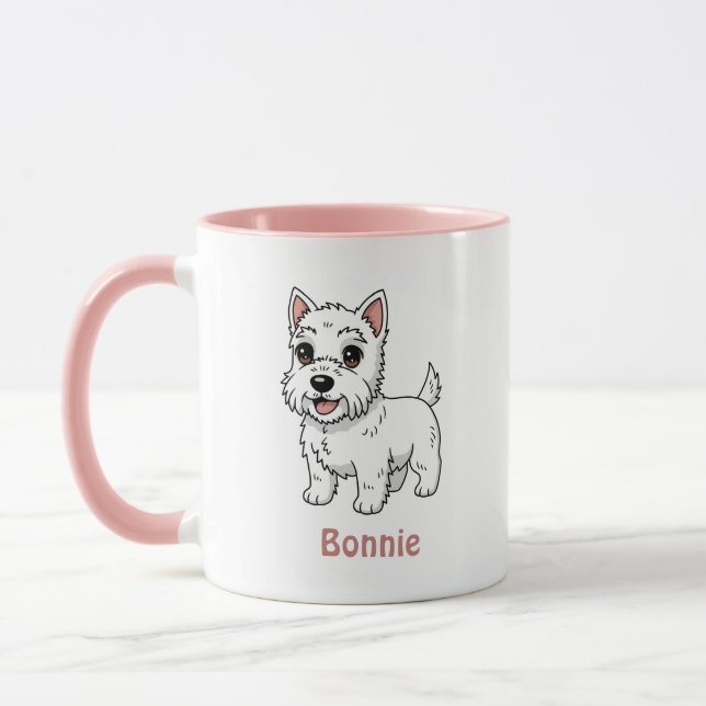 Caneca Cute West Highland White Terrier Dog Custom Name (Esquerda)