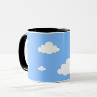 Caneca Cute white clouds seamless pattern sky blue coffee