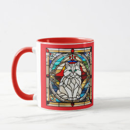 Caneca Cute White Persian Cat Stained Glass