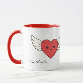 Caneca Cute Winged Heart Love Mug – Valentine’s Day Gift