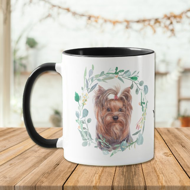 Caneca Cute Yorkshire Terrier Wreath Coffee Mug (Criador carregado)