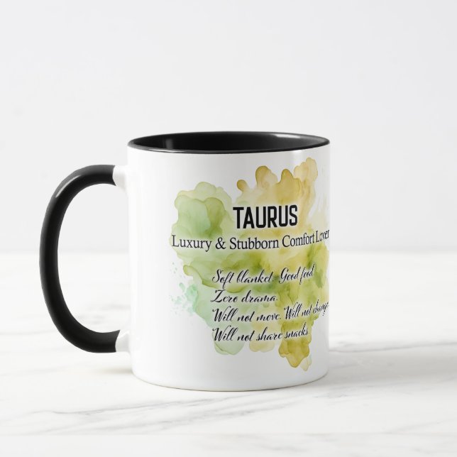 Caneca Cute Zodiac Sign Traits/ Taurus Wrap  (Esquerda)