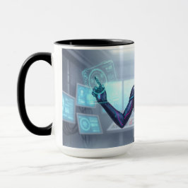Caneca Cyber Oracle Mug – Futuristic Tech Anime Girl