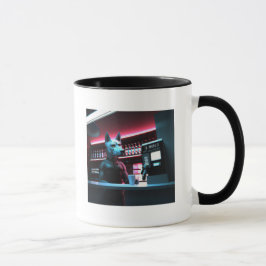Caneca Cyberpunk Dog Barista AI Gera Arte