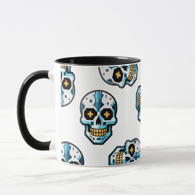 Caneca Cyborg Pixelated Skull Pattern (Esquerda)