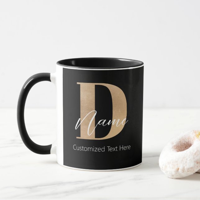 Caneca D & Name Iniciais Monogramados Modernos Personaliz (Com Donut)