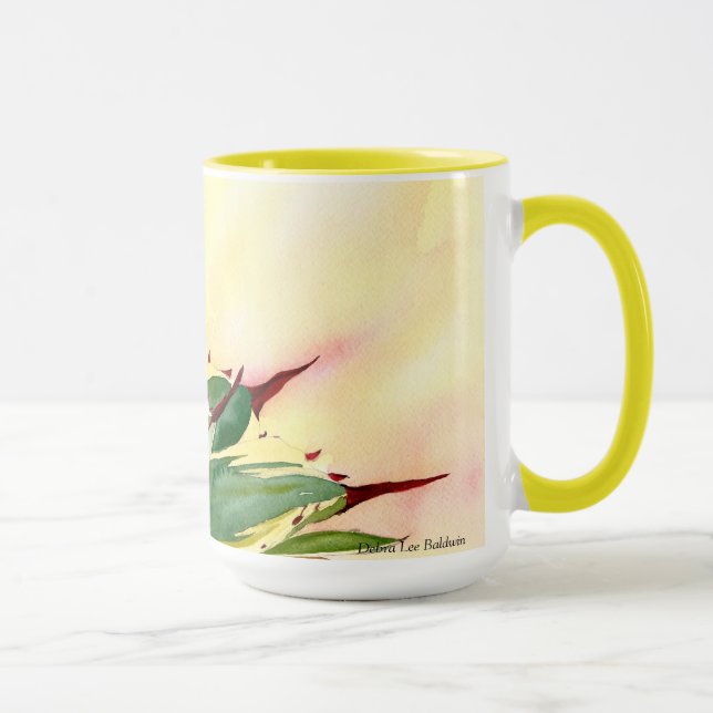 Caneca da aguarela da agave, amarelo, por Debra (Direita)
