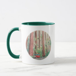 Caneca da aguarela das sequóias vermelhas