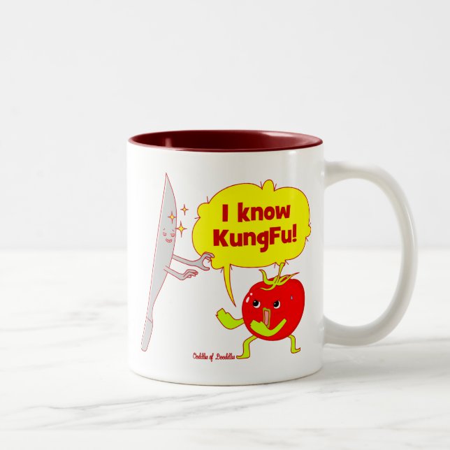 Caneca da arte do Doodle do tomate de KungFu (Direita)