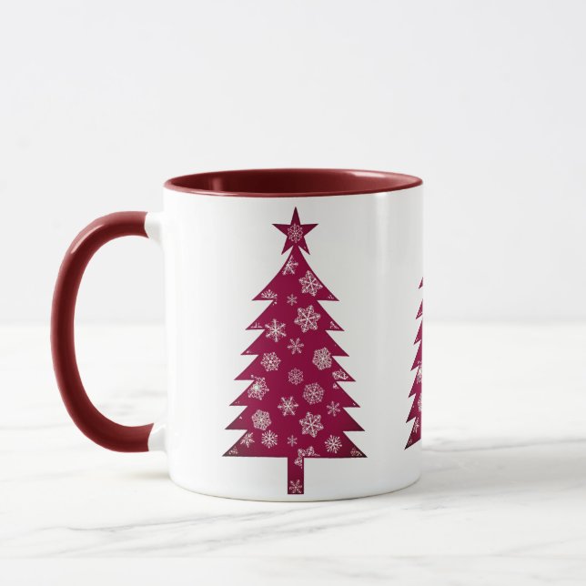 Caneca da Árvore de Natal em Borgonha com Flocos d (Esquerda)