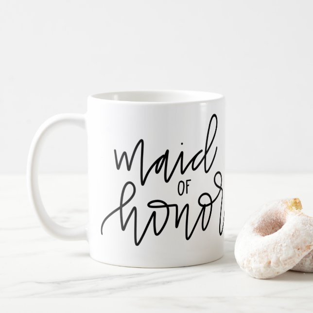Caneca da caligrafia da madrinha de casamento (Com Donut)