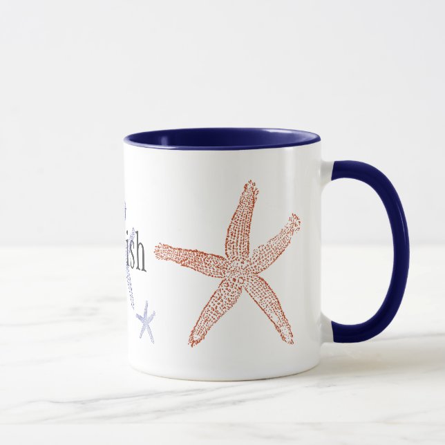 Caneca da campainha da estrela do mar - azul (Direita)