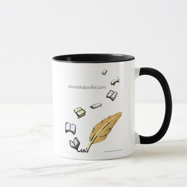 Caneca da campainha das palavras em vôo (preto) (Direita)