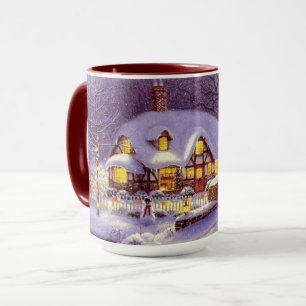 Caneca da cena da neve do inverno de dezembro boas