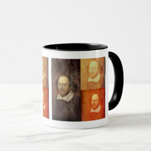 Caneca da colagem do retrato de três Shakespeare