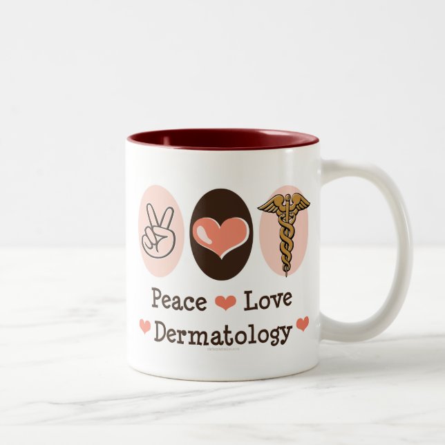 Caneca da dermatologia do amor da paz (Direita)