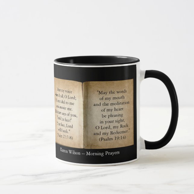 Caneca da escritura das orações da manhã (Direita)