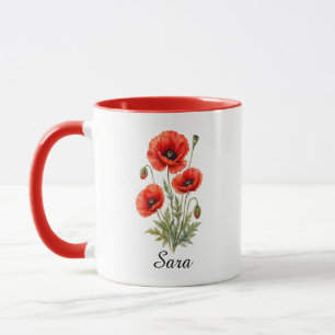Caneca da Flor de Nascimento de Agosto Papoula