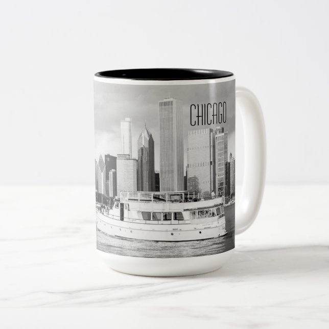 Caneca da foto de Chicago River - de Chicago (Frente Esquerda)