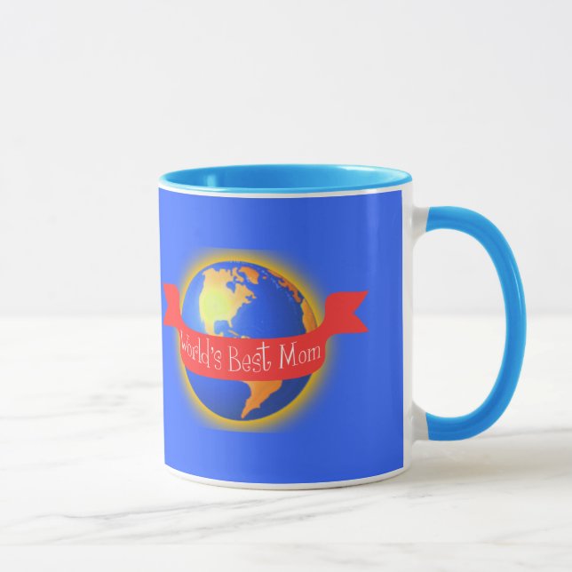 Caneca da mamã do mundo a melhor, globo brilhante (Direita)